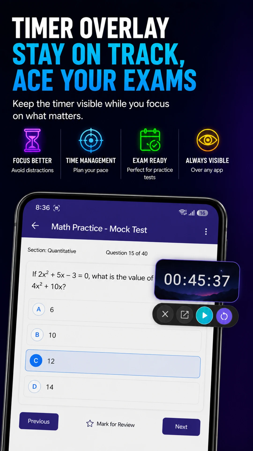 Floating Clock & Timer Overlay screenshot