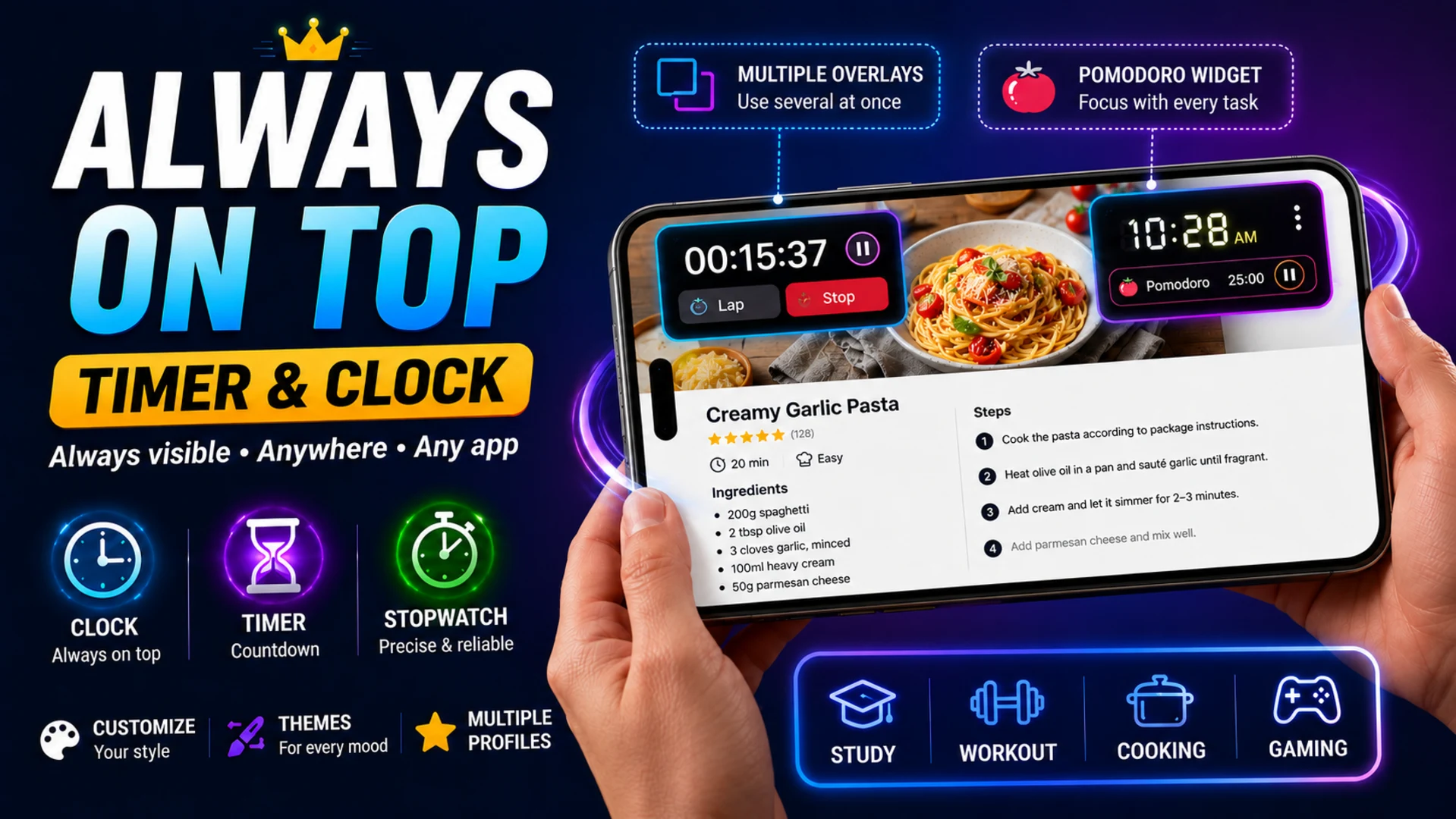 Floating Clock & Timer Overlay screenshot